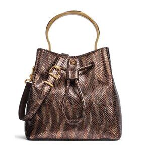 Donna Karan NY Lawrence metallic leather top handle bucket crossbody bag - Snake